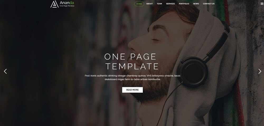 Ananda - One Page Parallax Website Template
