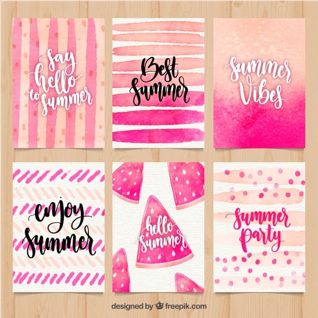 set of summer cards