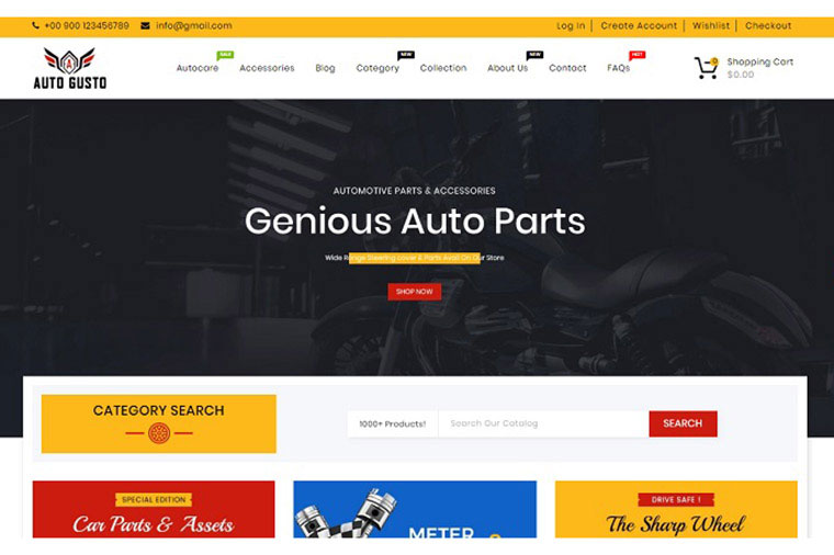 Auto Gusto Automobile Parts Shopify Theme.