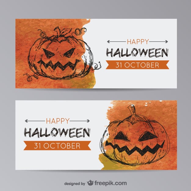 Halloween banner templates with pumpkin