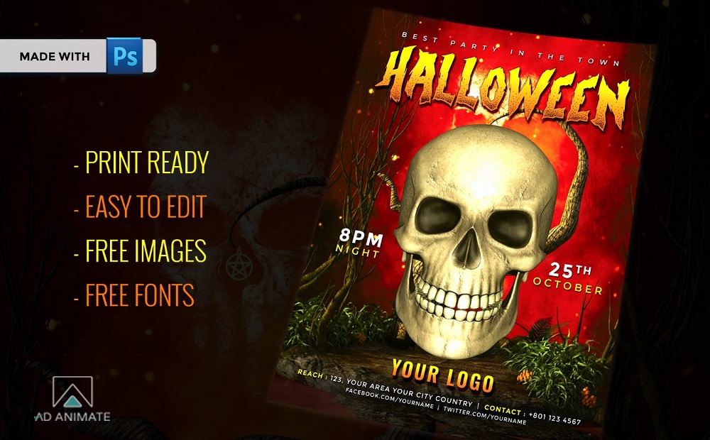 Halloween Party Flyer - PSD Corporate Identity Template
