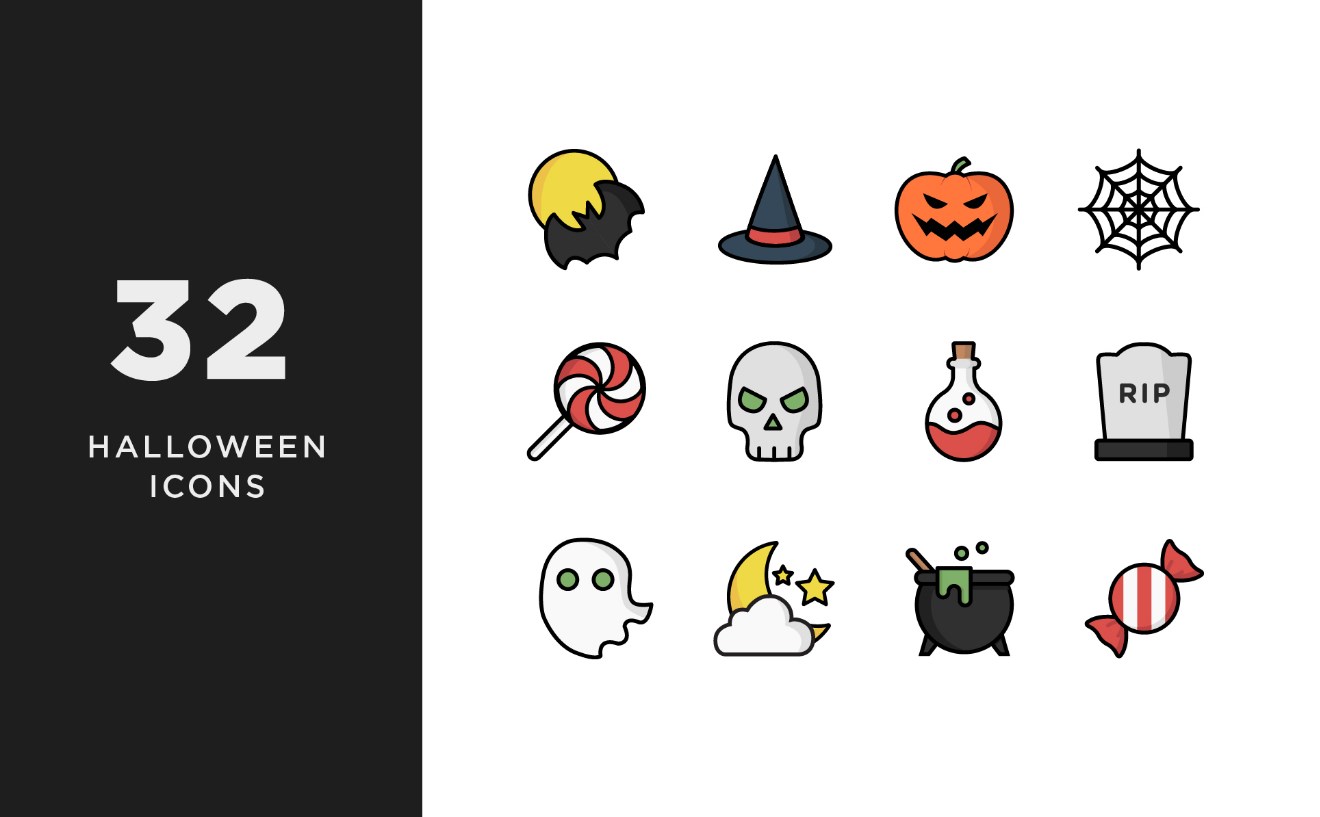 Illustrative Halloween Iconset Template