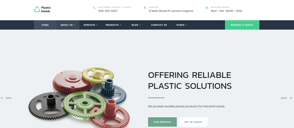 Plastic Goods - Business Multipage Website Template