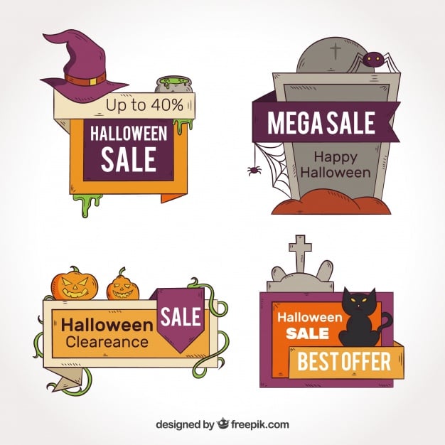 Set of four halloween discount stickers