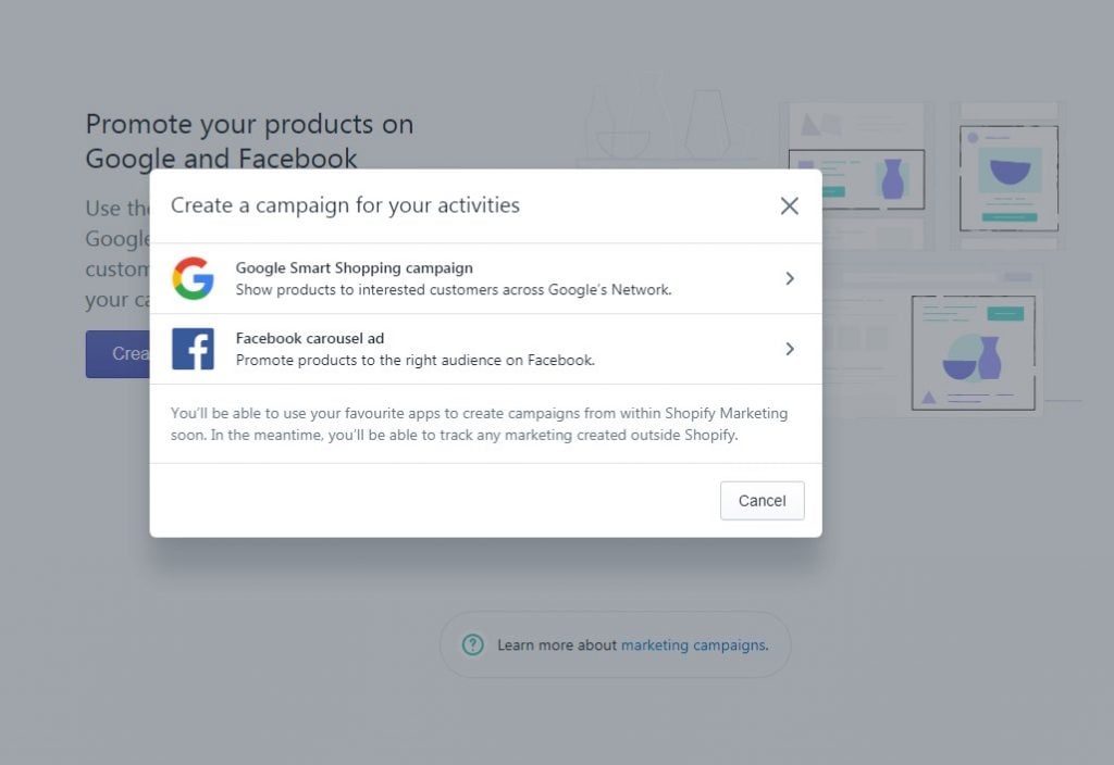 facebook google ads shopify