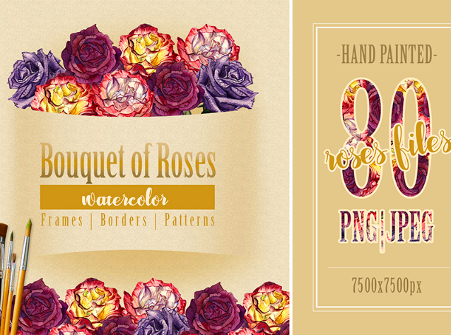 Bouquet of Roses - PNG Watercolor Illustration