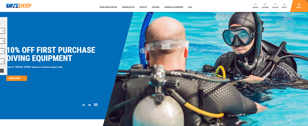 DiveDeep - Snorkeling Equipment PrestaShop Theme