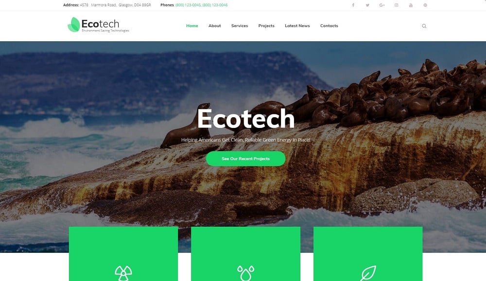 EcoTech - Environment Saving Technologies WordPress Theme