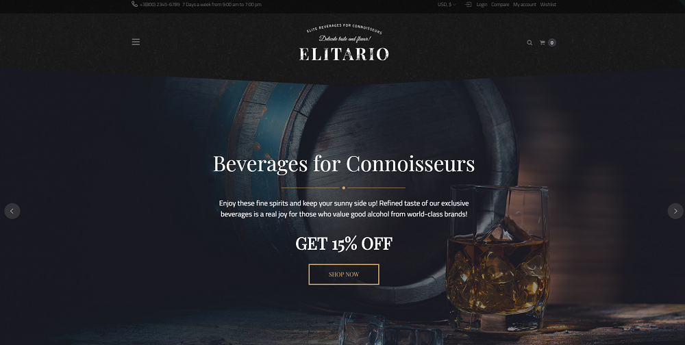 Elitario - Liquor Store WooCommerce Theme