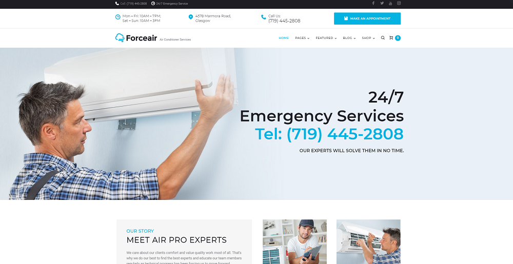 Forceair - Air Conditioner Services WordPress Theme