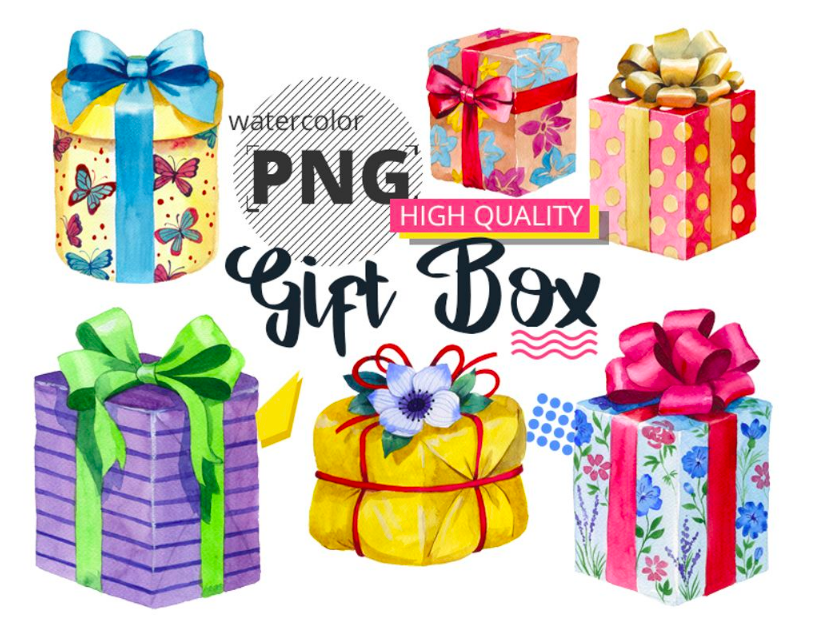 Gift boxes watercolor
