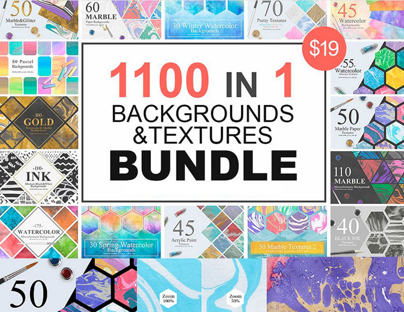 1100 Artistic Backgrounds and Textures - Bundle