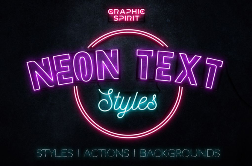 Neon Text Layer Styles & Extras Bundle