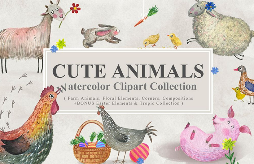 Cute Animals - Watercolor Collection Bundle