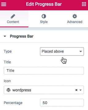 progress bar settings