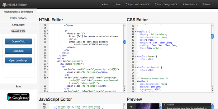 HTML5 editor