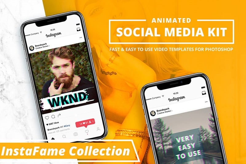 Animated - Instagram Video Templates for Photoshop Social Media