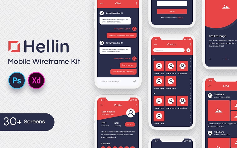 Hellin Mobile Wireframe Kit UI Elements.