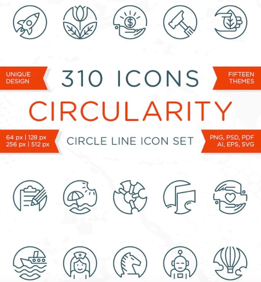 Circularity - Circle Line Icons Iconset Templat