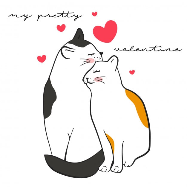 cute illustration cats valentines
