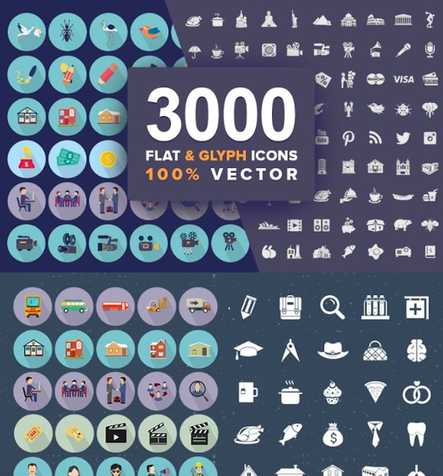 Jumbo Flat-Glyph Icons Pack Iconset Template