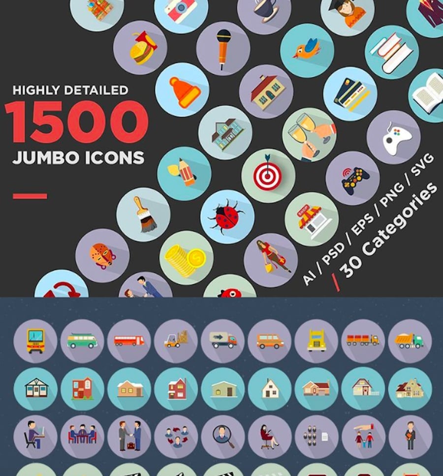 Jumbo Flat Icons Pack Iconset Template