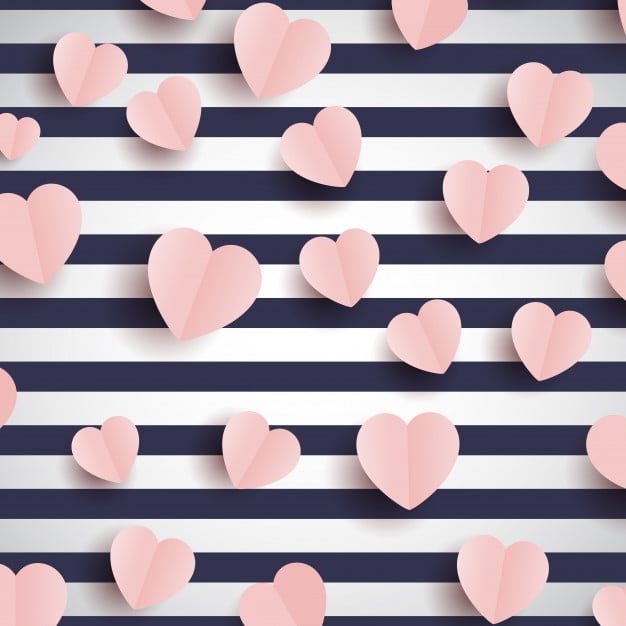 pink hearts striped background