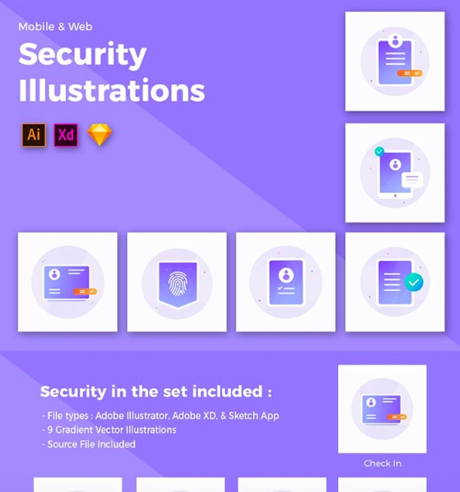 Security Illustration Iconset Template