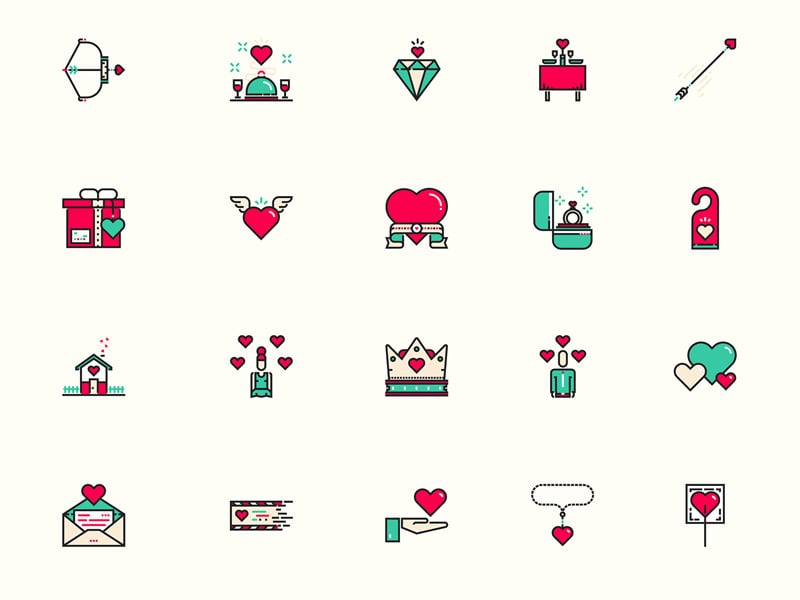 Valentines Day Icons Sketch Resource