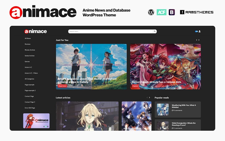 ANIMACE - Anime and Manga WordPress Theme.
