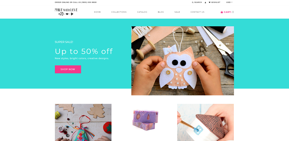 Made with Love - Hobbies & Crafts Creative Shopify Theme