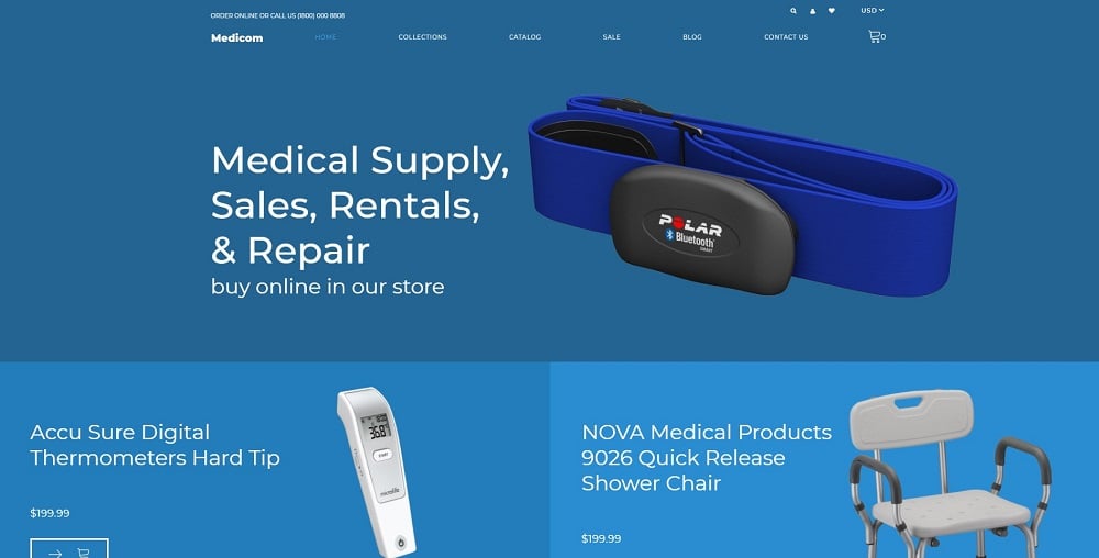 Medicom - Medical Equipment Multipage Clean Shopify Theme