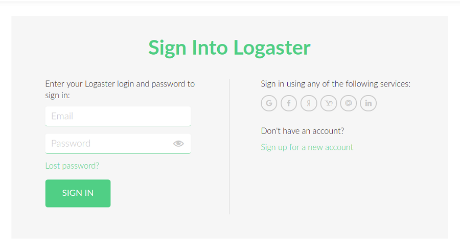 sign into logaster