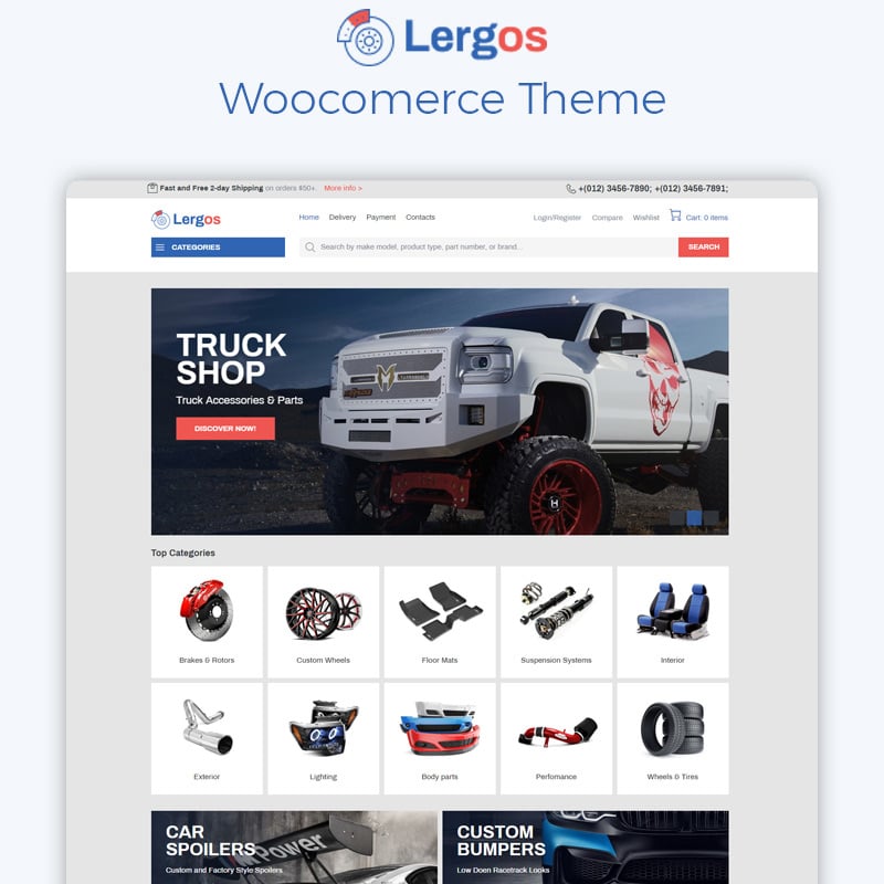 Car Spare Parts ECommerce Classic Elementor WooCommerce Theme