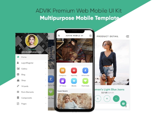 ADVIK Premium Web Mobile UI Kit App Template