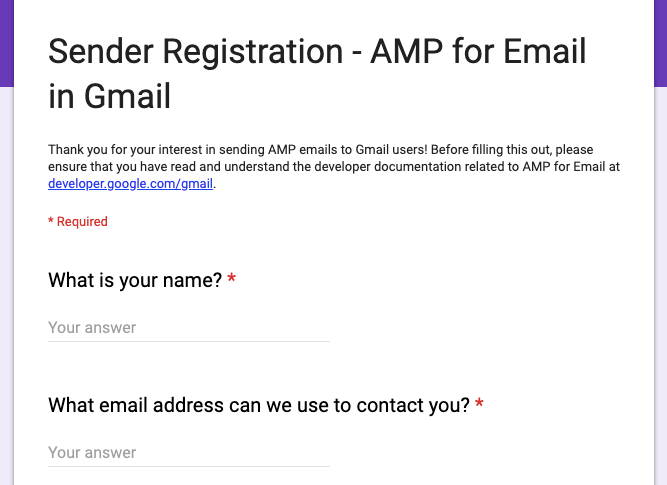 sender registration form