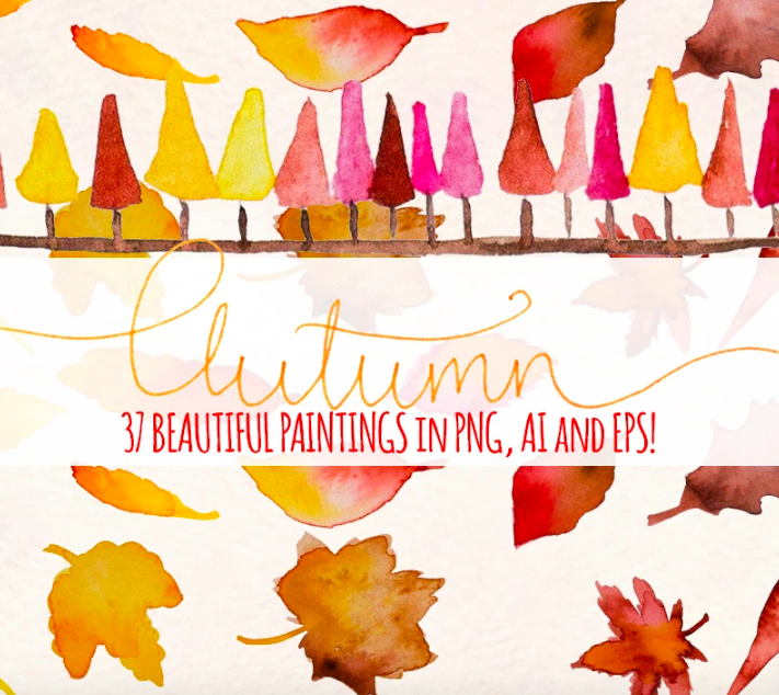 37 Autumn Seasonal Watercolor Illustration
