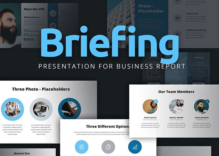 Briefing Presentation For Business Report PowerPoint Template