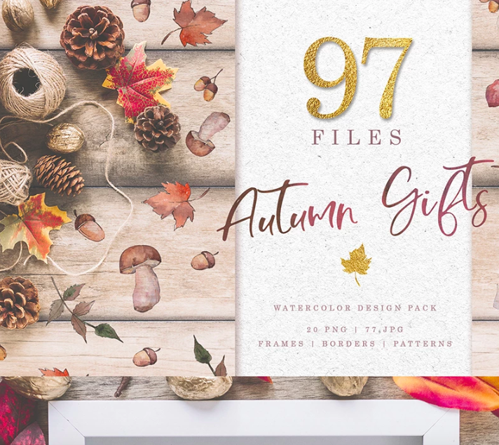 Gifts Of Autumn PNG Watercolor Set Illustration
