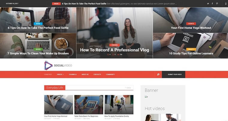 SocialVideo - Viral Youtube And Vimeo Video Magazine WordPress Theme