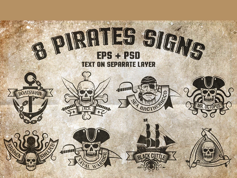 8 Pirates Signs Illustration