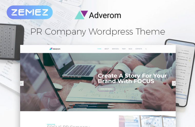 Adverom - PR Company Multipurpose Modern Elementor WordPress Theme