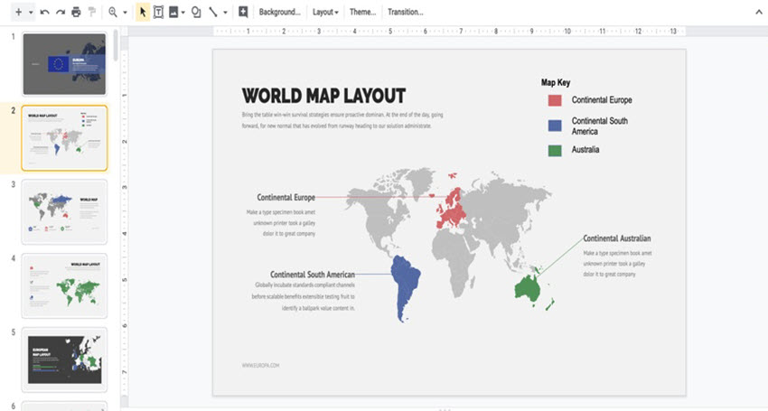 world map layout