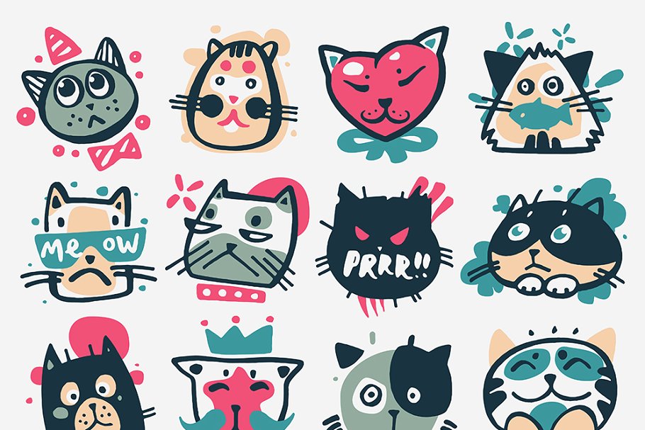cat face illustrations