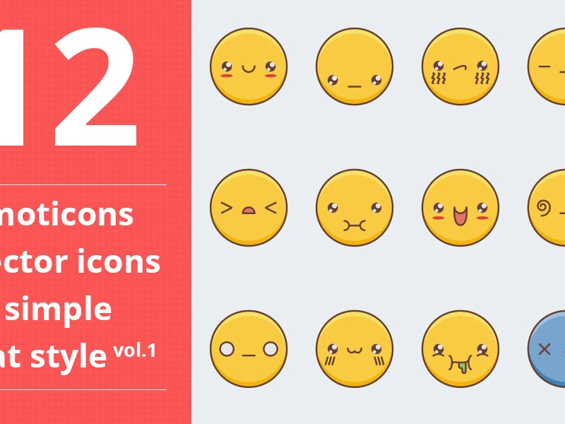 Emotions vector icons set vol.1 Iconset Template.