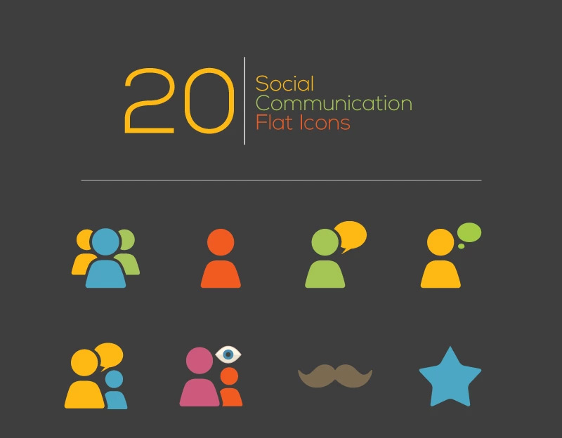 Social Communication Flat Iconset Template.