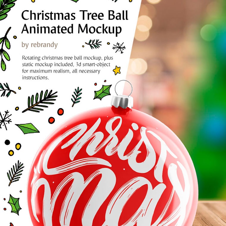 Christmas Tree Ball Animated Product Mockup by rebrandy