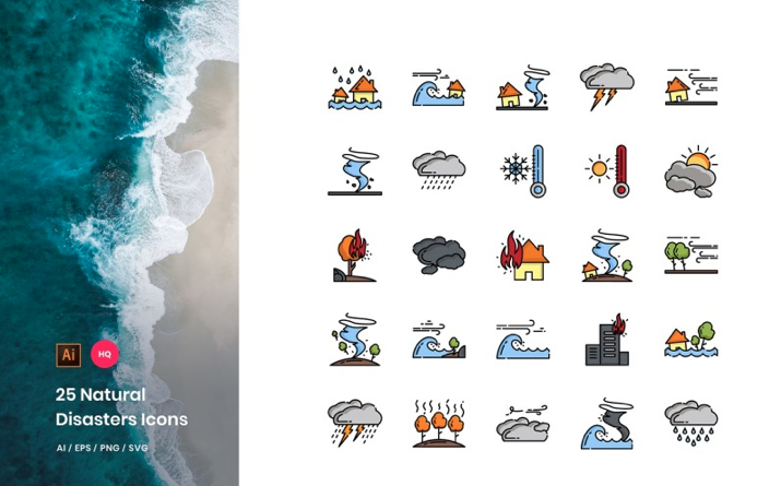 Natural Disaster Pack Iconset Template