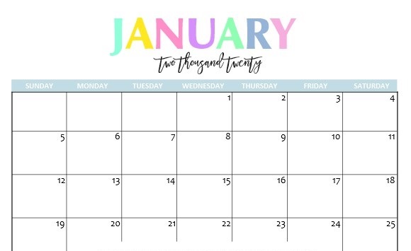Printable January Calendars.
