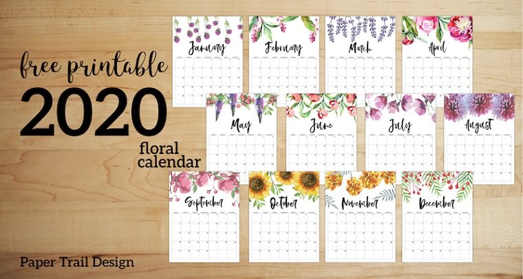Free floral calendar 2020.